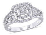 1/2 Carat (ctw  I2-I3, H-I) Diamond Halo Engagement Ring in 10K White Gold
